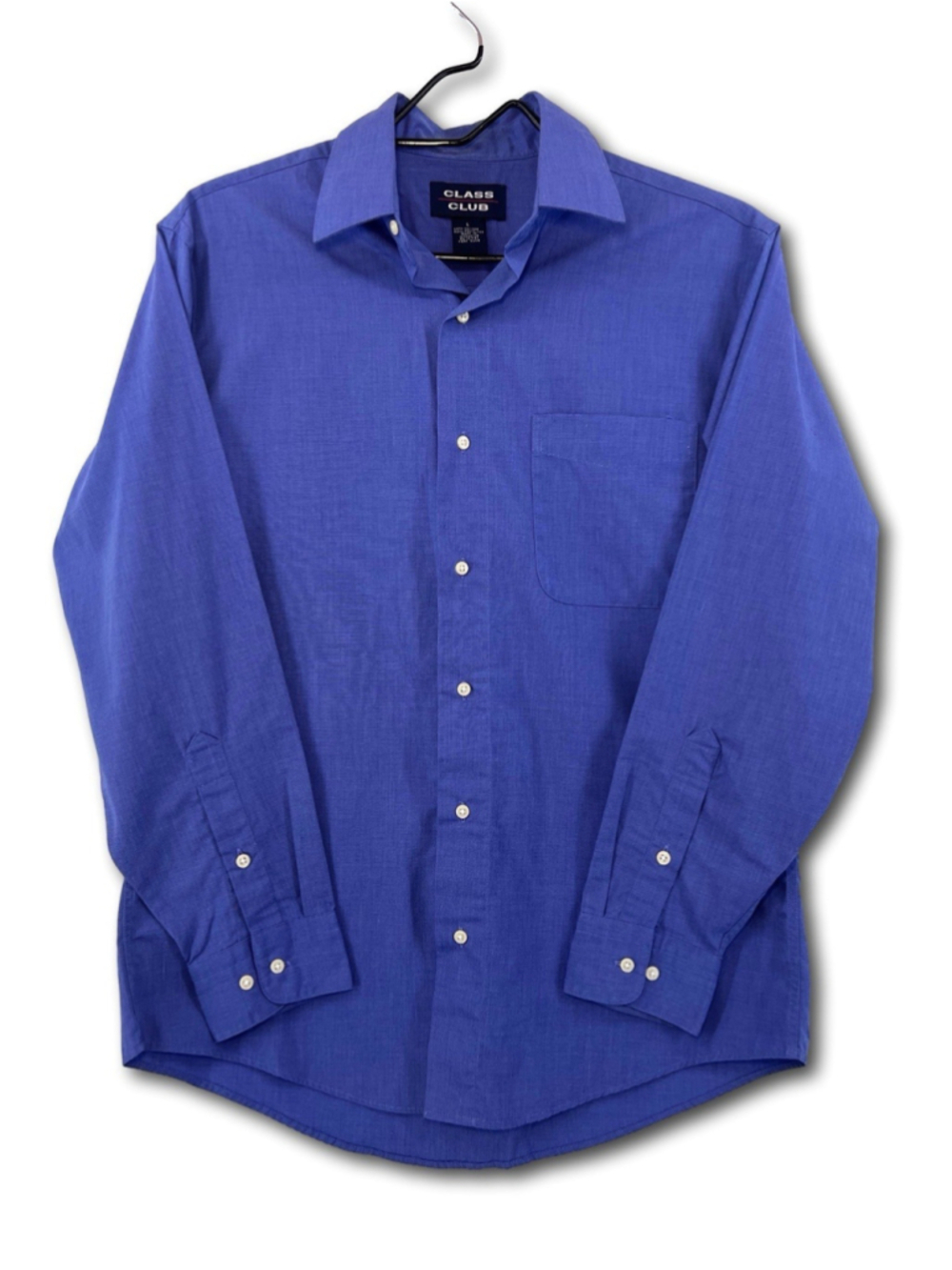 Class Club Men’s Dress Shirt Long Sleeve Button Down Blue Size Large